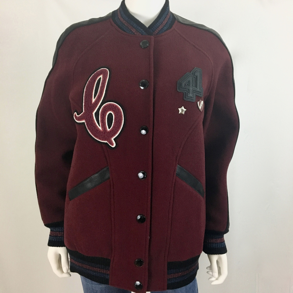 Coach Boyfriend Varsity Crimson/Black Jacket Bombe